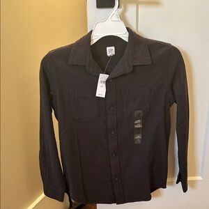 NWT Gap Boys Dark Gray Casual Button Down Shirt -size L (10)